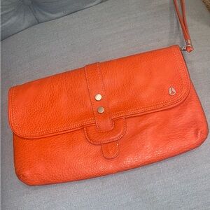 Orange Leather Clutch